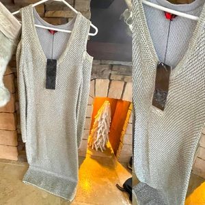 Cold shoulder Metallic MIDI Dress NWT
